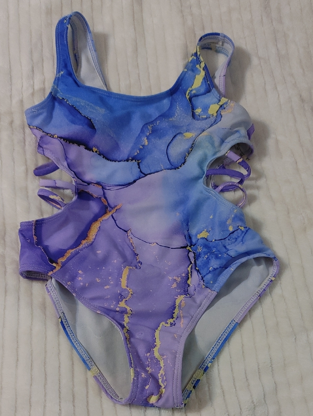 Girls' Purple & Blue Marble One-Piece Swimsuit
